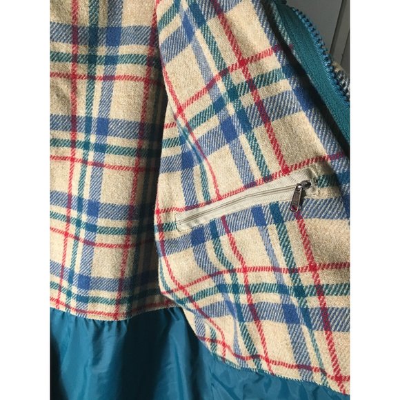 Lands End Direct Merchant green with plaid interior zip front hooded jacket - Picture 5 of 7